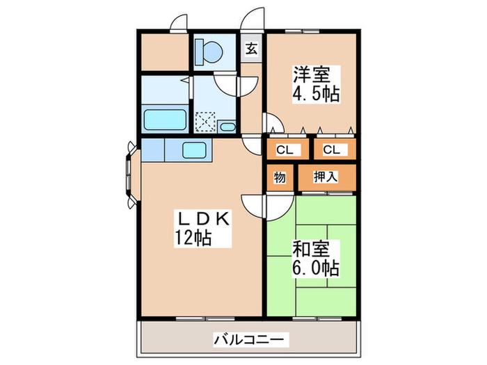アルシヨン悠々(2LDK/1階)の間取り写真