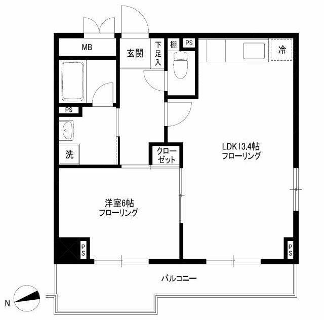シュールヴィラージュ(1LDK/4階)の間取り写真