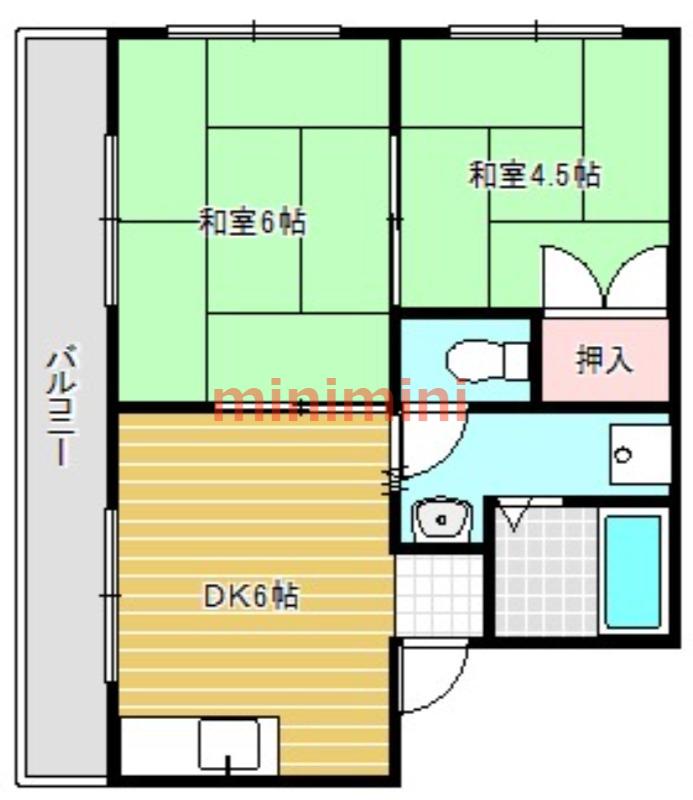 中川マンション(2DK/1階)の間取り写真