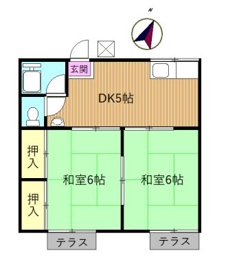 片野コーポ(2DK/1階)の間取り写真