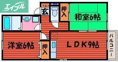 クリエFUJIWARA(2LDK/2階)の間取り写真