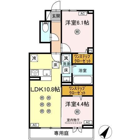 ラ・シャルール コガ(2LDK/1階)の間取り写真