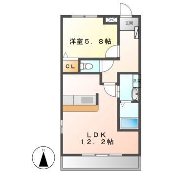 スカイグレイス(1LDK/3階)の間取り写真