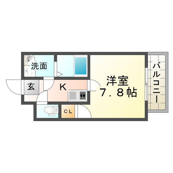 ラージヒル尼崎東(1K/2階)の間取り写真