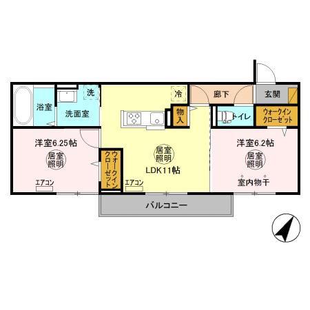 マーレ鴨川(2LDK/2階)の間取り写真
