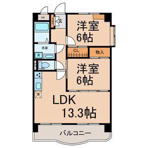 ベルテ白子(2LDK/2階)の間取り写真