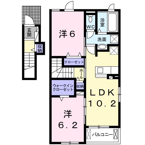 ル ボヌール赤穂II(2LDK/2階)の間取り写真