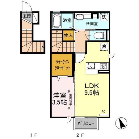 プログレ A(1LDK/2階)の間取り写真