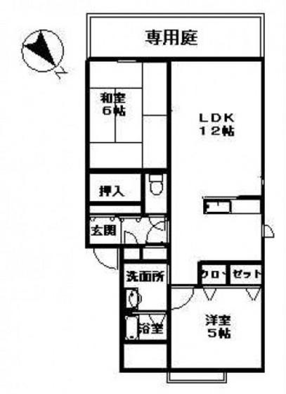 ヒルズ洋光台(2LDK/1階)の間取り写真