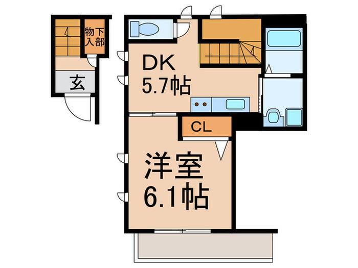 エルミタージュ上板橋(1DK/2階)の間取り写真