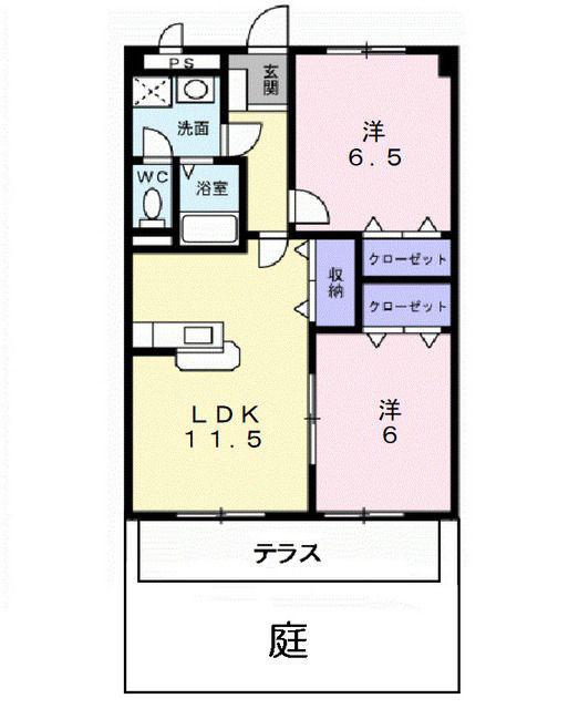 ビューティーウィン(2LDK/1階)の間取り写真