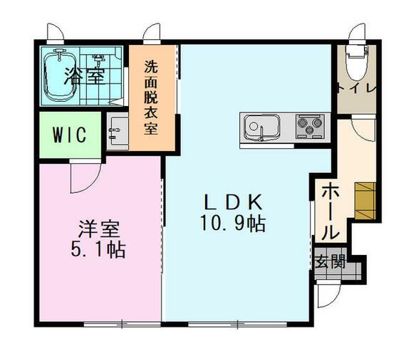 ドゥ フォイユ(1LDK/1階)の間取り写真
