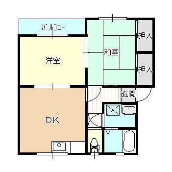 クロックハウス五月(2DK/2階)の間取り写真