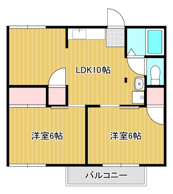 コーポ白山A(2LDK/2階)の間取り写真