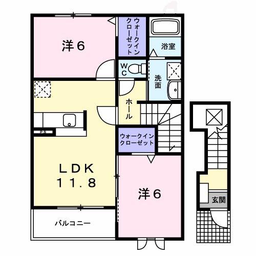 メゾン アンジュ I(2LDK/2階)の間取り写真