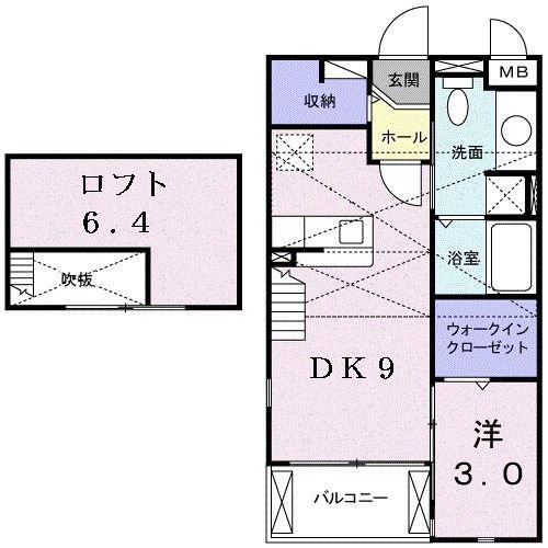 カーサ・スウィート(1LDK/2階)の間取り写真