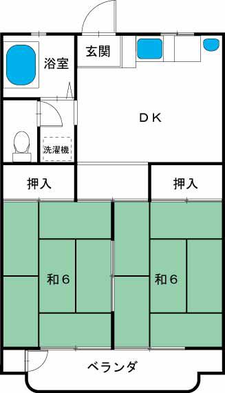 ハタノハイツ(2DK/2階)の間取り写真