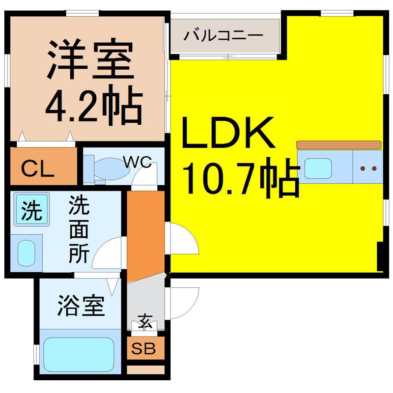 DEVELD菊井(1LDK/2階)の間取り写真