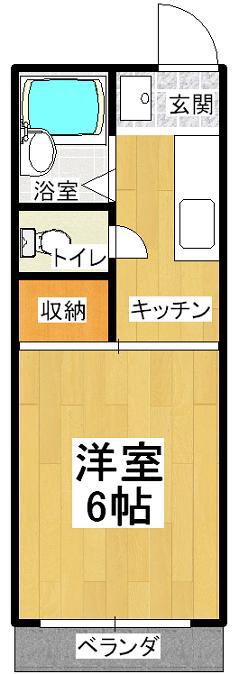 セントラルコーポB棟(1K/2階)の間取り写真