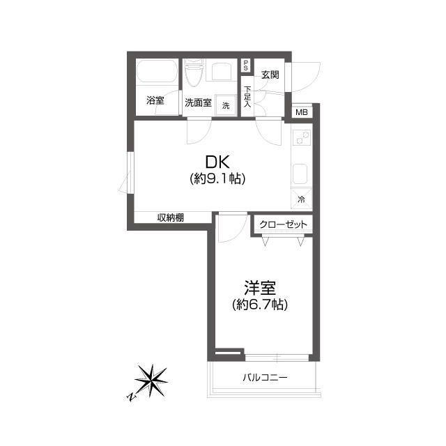 パセオ中目黒(1LDK/1階)の間取り写真