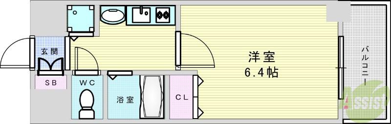 プレサンス淀リーヴァ(1K/8階)の間取り写真