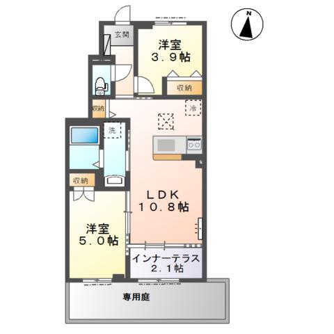 アメージングII(2LDK/1階)の間取り写真
