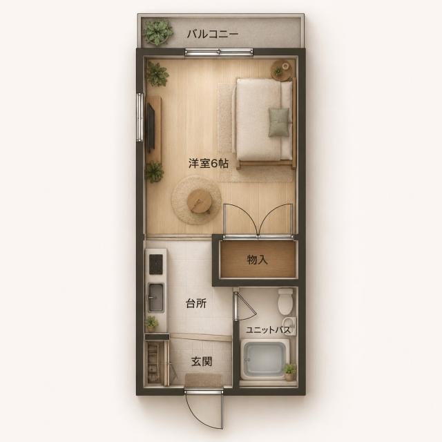 リバーサイドハイツ(1K/2階)の間取り写真