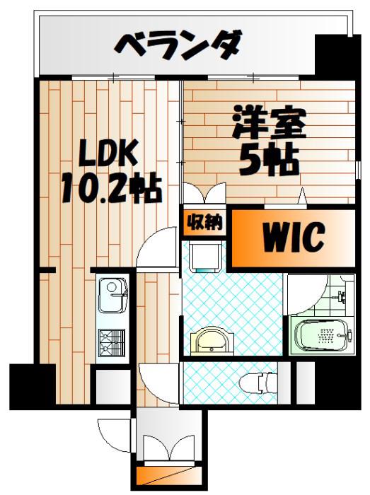 フェリシエ馬借(1LDK/6階)の間取り写真