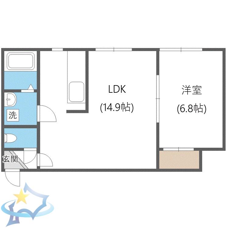 フロイデ24(1LDK/2階)の間取り写真