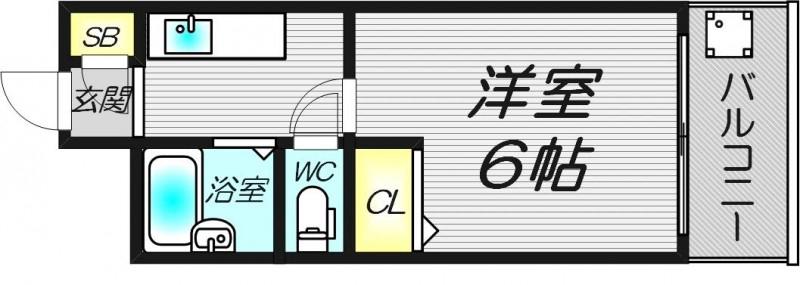 天満グリーン土井マンション(1K/3階)の間取り写真