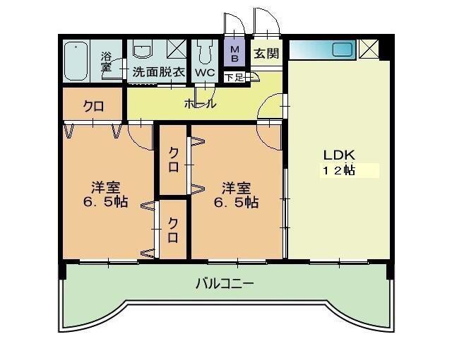 アヴァンティ高見MⅠ(2LDK/2階)の間取り写真