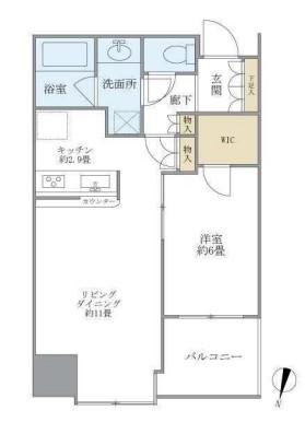 大崎ウエストシティタワーズW棟(1LDK/8階)の間取り写真