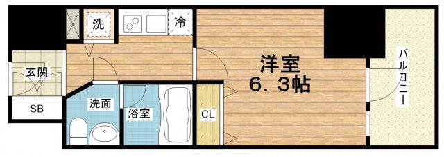プライマル靱本町(1K/12階)の間取り写真