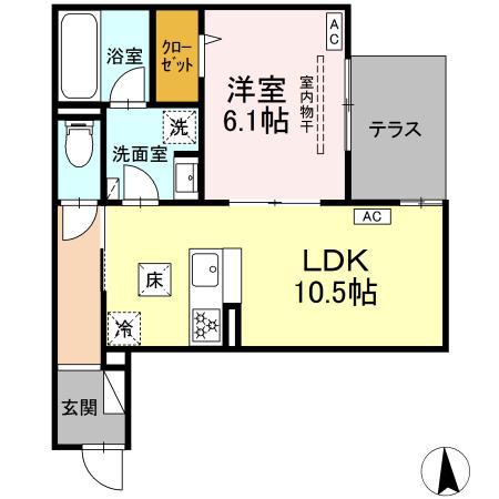 エスペリア栄町(1LDK/1階)の間取り写真
