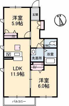 シャーメゾンセントリビエ(2LDK/1階)の間取り写真