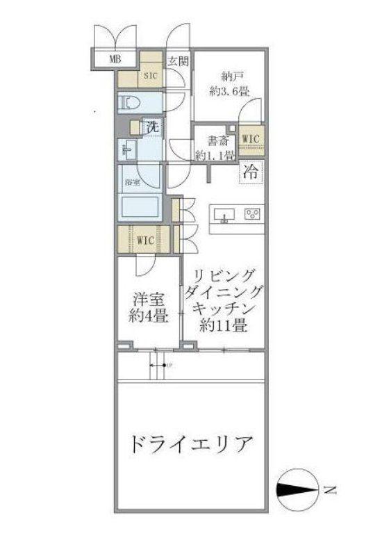 ラペルラ自由が丘2(1SLDK/1階)の間取り写真