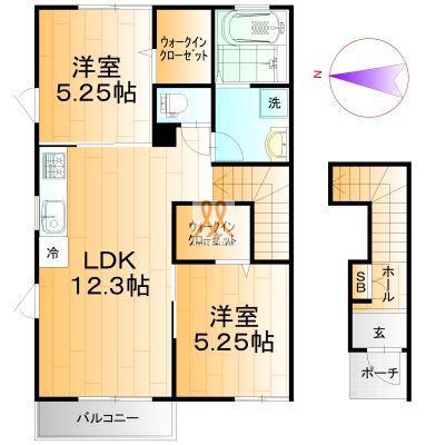 ボニートV(2LDK/2階)の間取り写真