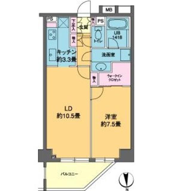 カスタリア高輪(1LDK/5階)の間取り写真