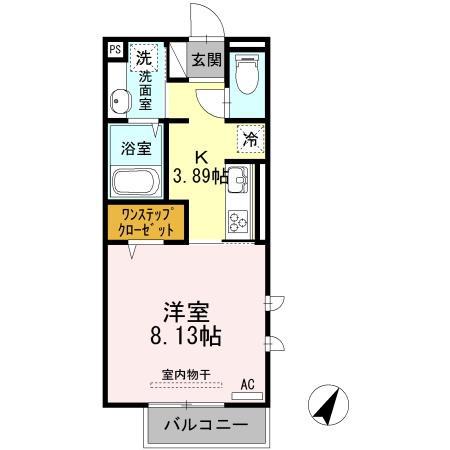 ベルネージュⅡ(1K/2階)の間取り写真