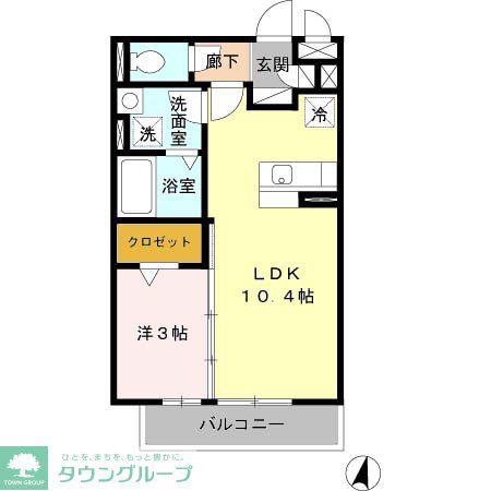 ディアコート幸町(1LDK/1階)の間取り写真