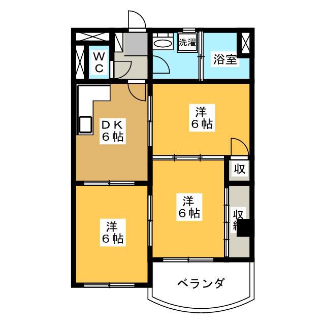 グリーンハイツ那加(3DK/2階)の間取り写真