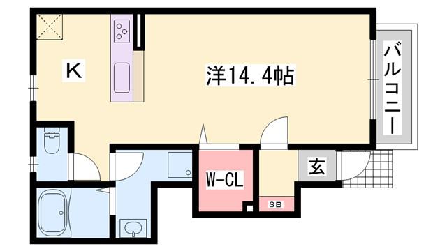 カイルア(ワンルーム/1階)の間取り写真