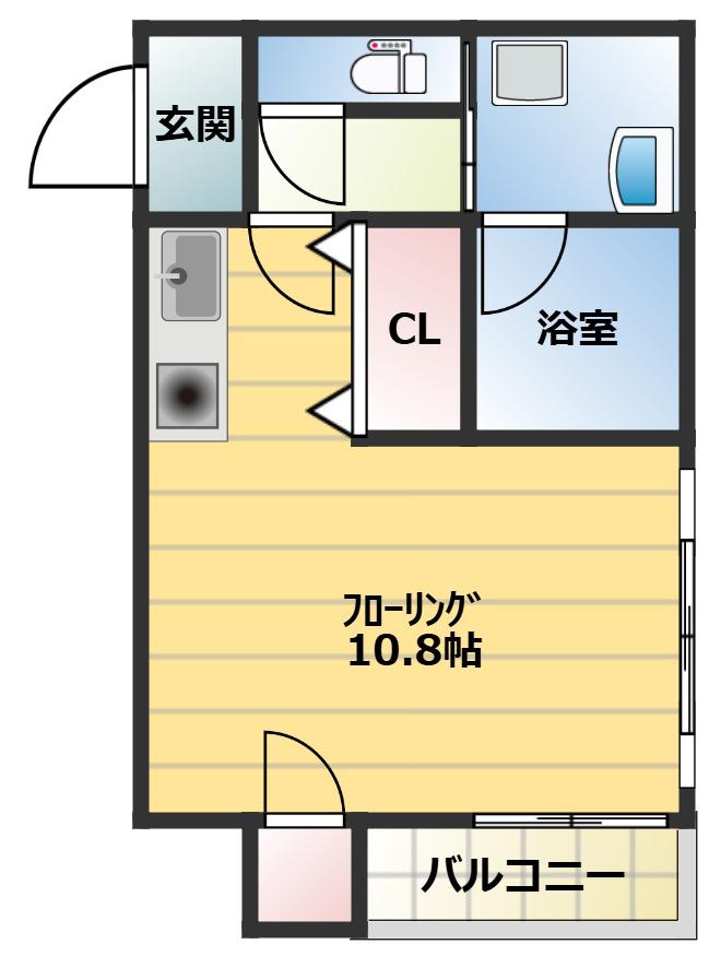 香梅マンション菅II(ワンルーム/2階)の間取り写真