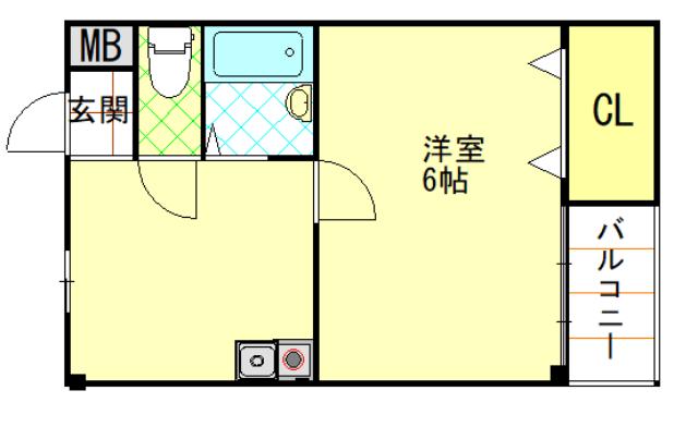 日伸第3マンション(1K/2階)の間取り写真