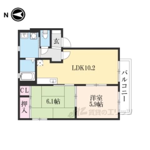 ディアコートB(2LDK/2階)の間取り写真