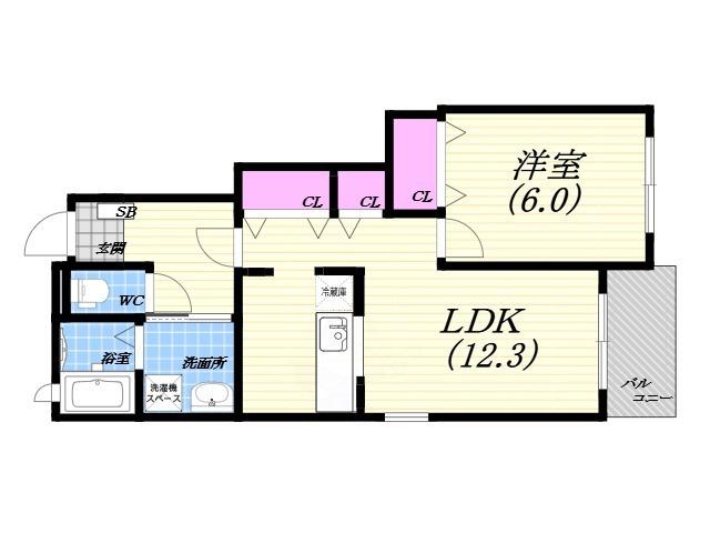 ドミール5(1LDK/1階)の間取り写真