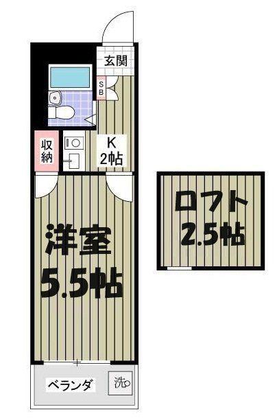 アルトーロ蒲生Ⅱ(1K/2階)の間取り写真