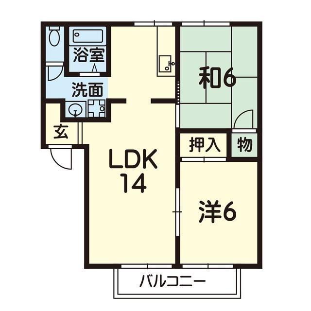 アスガードレジデンスC(2LDK/1階)の間取り写真