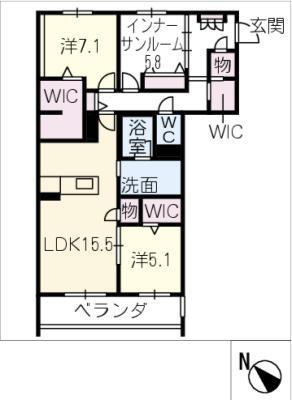 エスクレール(2LDK/3階)の間取り写真