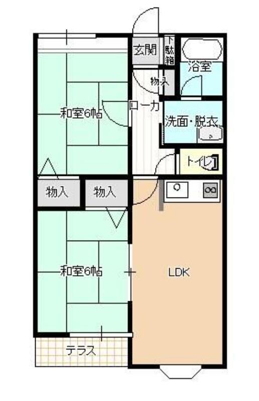 プレステージ東村山(2LDK/1階)の間取り写真